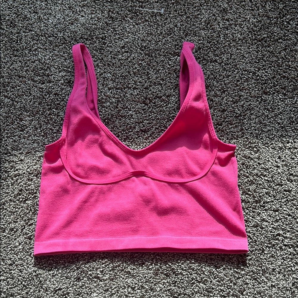 Bozzolo Pink Tank Top with Wide Straps and V-Neck